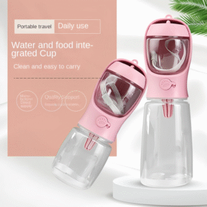 2 In1 Portable Dog Cat Water Bottle with Storage Food