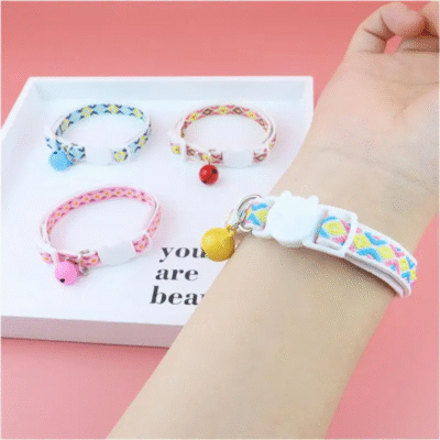 Ethnic Jacquard Cat Collar with Bell Adjustable Safety Necklace