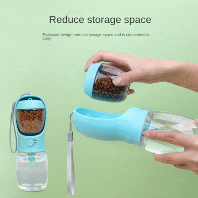 2 In1 Portable Dog Cat Water Bottle with Storage Food