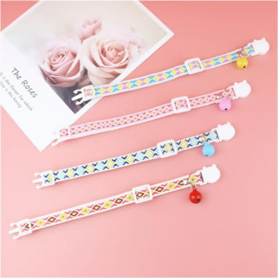 Ethnic Jacquard Cat Collar with Bell Adjustable Safety Necklace