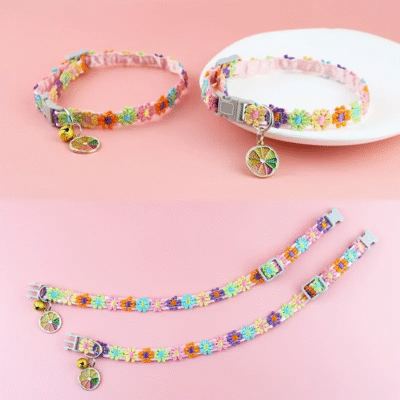 Lace Flower Decoration Pet Collar with Bell