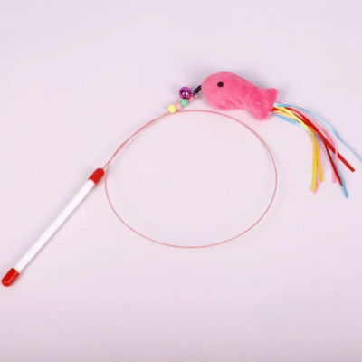Funny Simulation Feather Fish with Bell Stick Toys